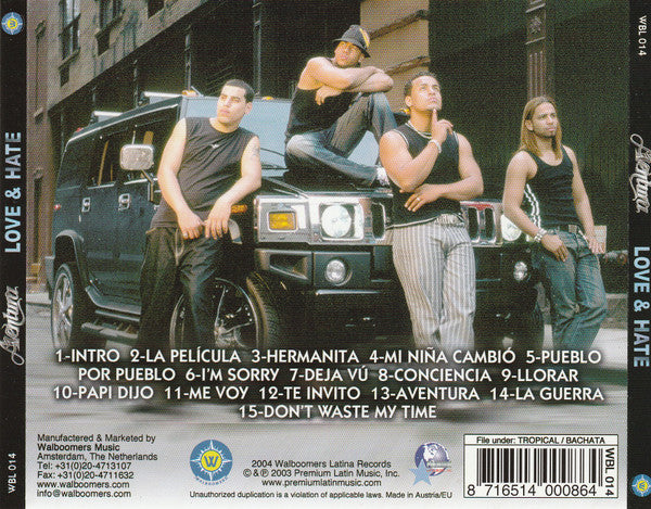 Aventura : Love & Hate (CD, Album, Enh, 15 )