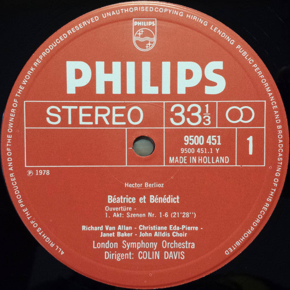 Hector Berlioz - Janet Baker / Christiane Eda-Pierre / Helen Watts, Robert Tear / Thomas Allen / Robert Lloyd (4) / Jules Bastin, John Alldis Choir, London Symphony Orchestra, Sir Colin Davis : Béatrice Et Bénédict (2xLP + Box)