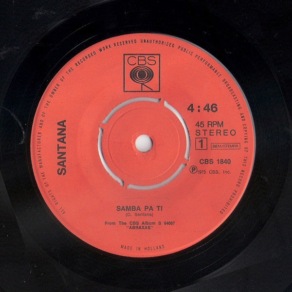 Santana : Samba Pa Ti (7", Single)