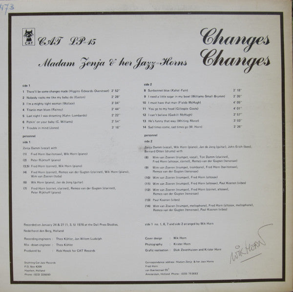 Madam Zenja & Her Jazz Horns : Changes (LP)