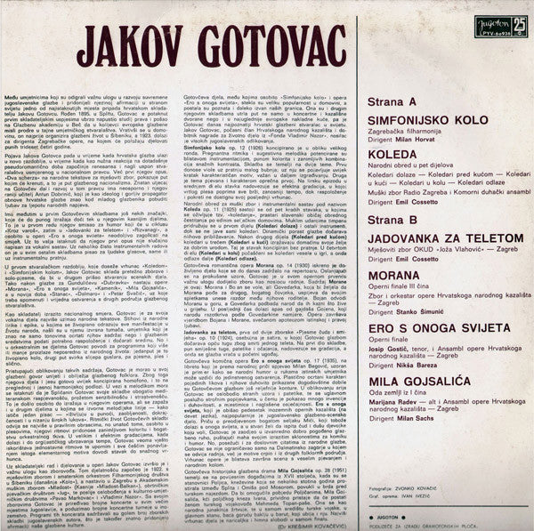 Jakov Gotovac : Simfonijsko Kolo - Koleda - Jadovanka Za Teletom - Morana - Ero S Onoga Svijeta - Mila Gojsalića (LP, Comp)