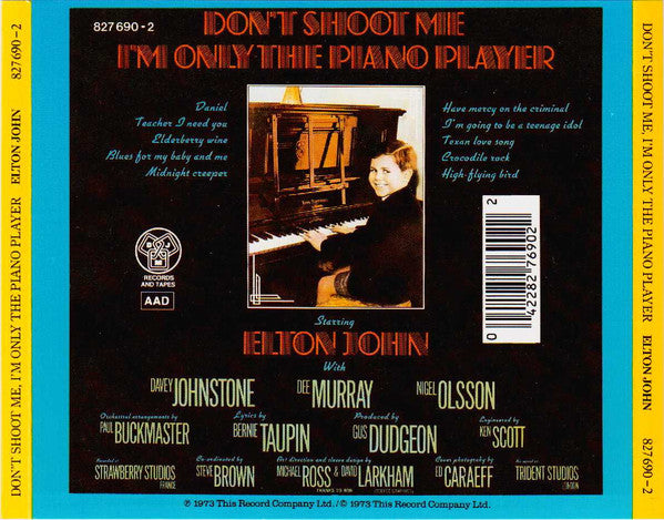 Elton John : Don't Shoot Me I'm Only The Piano Player (CD, Album, RE)