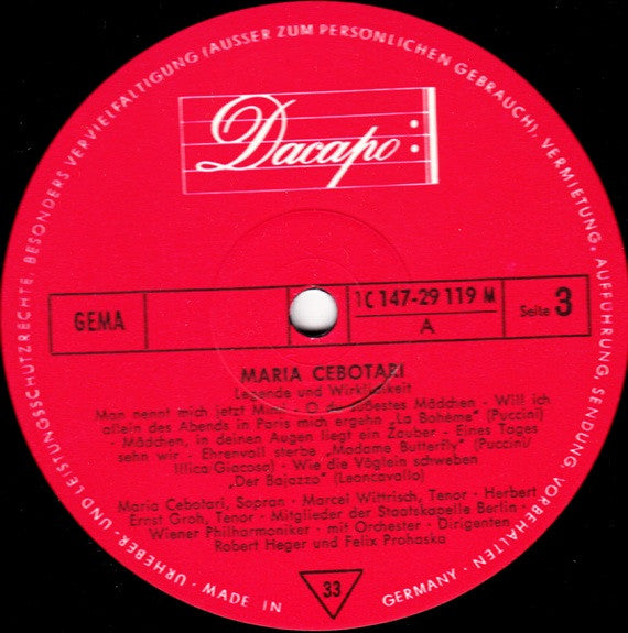 Maria Cebotari : Das Maria Cebotari Album (Legende Und Wirklichkeit) (2xLP, Comp)