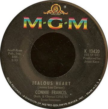 Connie Francis : Jealous Heart / Can I Rely On You (7", Single)