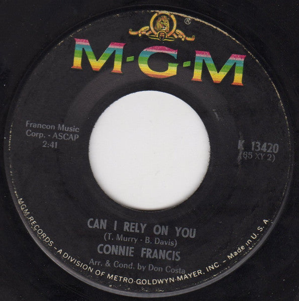 Connie Francis : Jealous Heart / Can I Rely On You (7", Single)