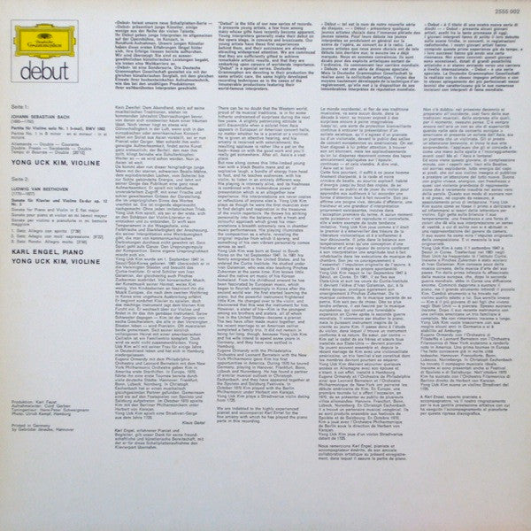 Yong Uck Kim ,  Karl Engel • Johann Sebastian Bach, Ludwig van Beethoven : Partita Für Violine Solo, Nr.1 h-moll, BWV 1002 • Sonate Für Klavier Und Violine Es-dur Op.12 Nr.3 (LP, Album)