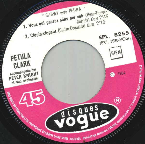 Petula Clark : Slowly Avec Petula (7", EP)