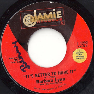 Barbara Lynn : It's Better To Have It / People Gonna Talk (7")