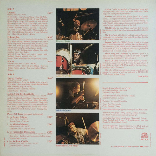 Milford Graves, Andrew Cyrille, Kenny Clarke, Famoudou Don Moye : Pieces Of Time (LP, Album)