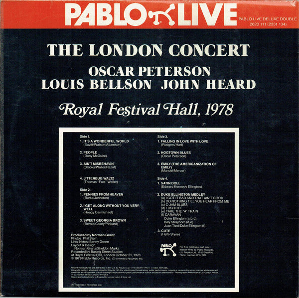 Oscar Peterson, Louis Bellson, John Heard : The London Concert (2xLP, Album)