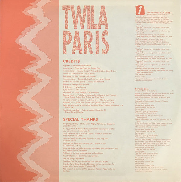 Twila Paris : The Warrior Is A Child (LP, Album)