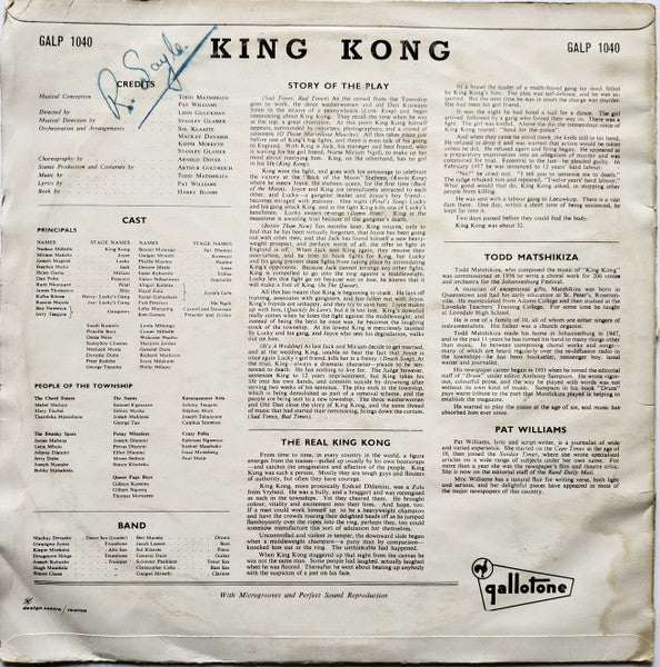 The King Kong Cast : King Kong - All African Jazz Opera (LP, Album, Mono, Bur)