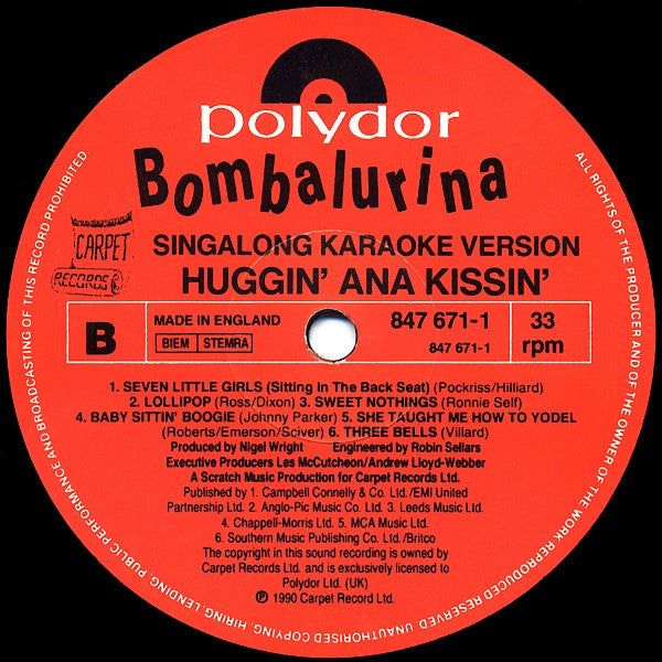 Bombalurina Featuring Timmy Mallett : Huggin' An'a Kissin' - Singalong Karaoke Version (LP)