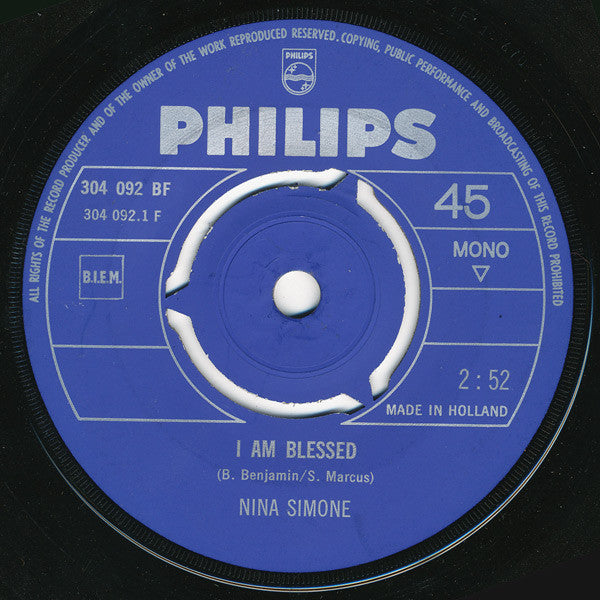 Nina Simone : I Am Blessed / Ne Me Quitte Pas (7", Single, Mono)