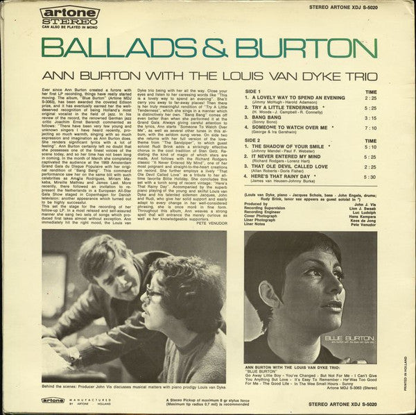 Ann Burton With Louis Van Dyke Trio : Ballads & Burton (LP, Album)