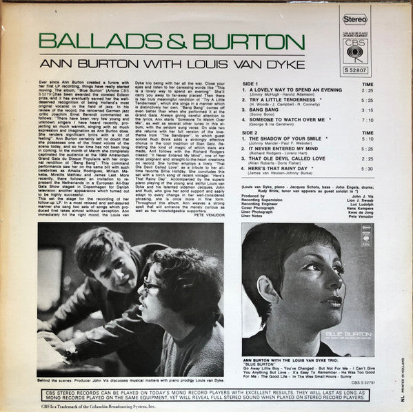 Ann Burton With Louis Van Dyke Trio : Ballads & Burton (LP, Album)
