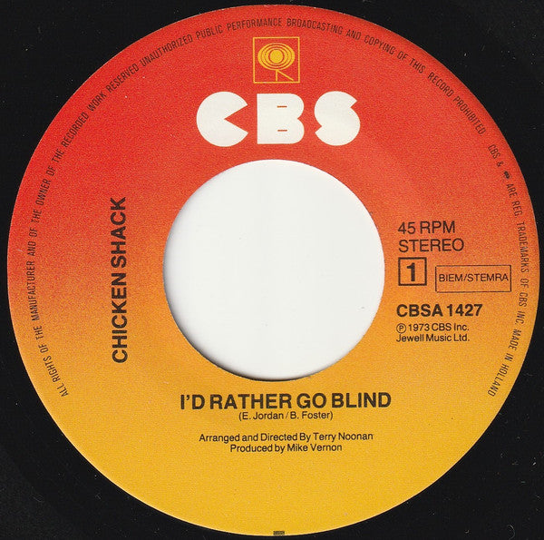 Chicken Shack : I'd Rather Go Blind / Sad Clown (7", RE)