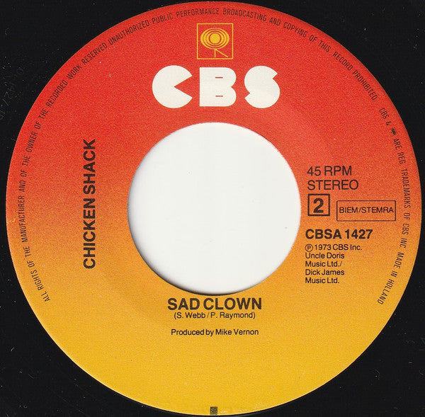 Chicken Shack : I'd Rather Go Blind / Sad Clown (7", RE)