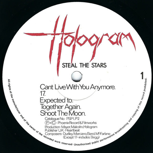 Hologram (8) : Steal The Stars (LP, Album)