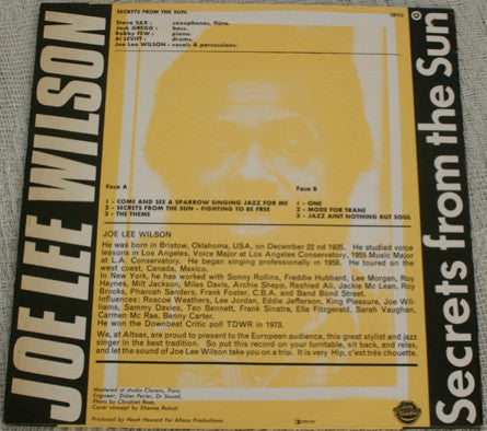 Joe Lee Wilson : Secrets From The Sun (LP, Album)