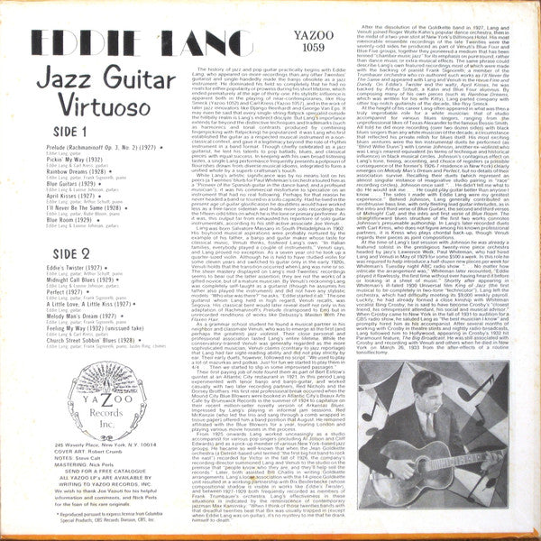 Eddie Lang : Jazz Guitar Virtuoso (LP, Comp)