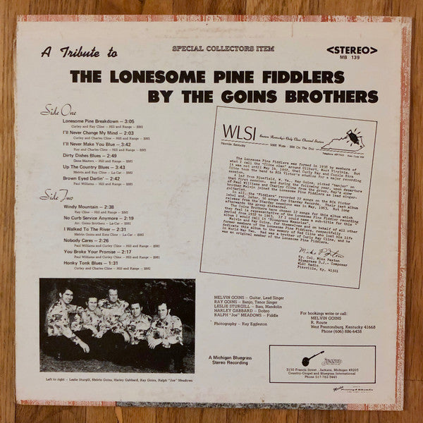 The Goins Brothers : A Tribute To The Lonesome Pine Fiddlers (LP, Album)