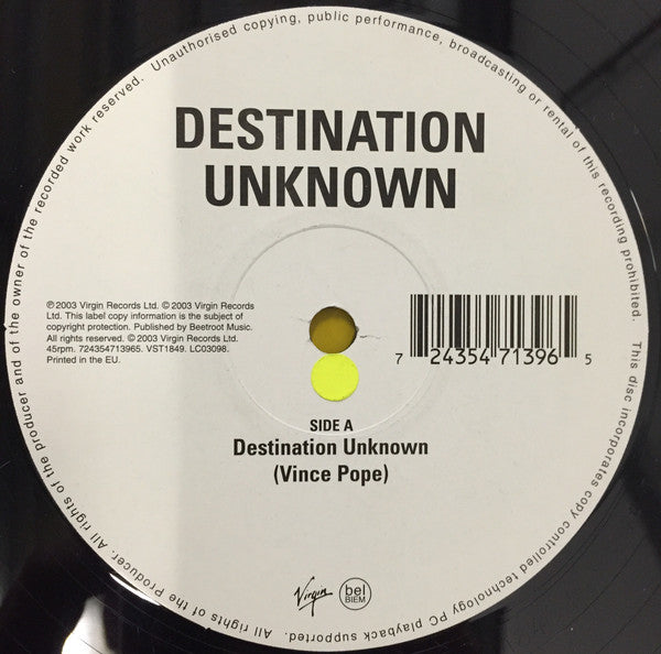 Vince Pope : Destination Unknown (12")