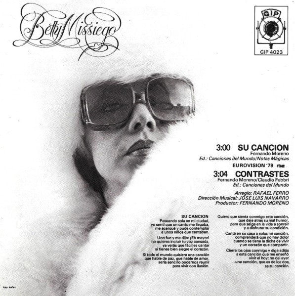 Betty Missiego : Su Canción (7", Single)