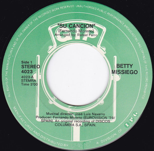 Betty Missiego : Su Canción (7", Single)