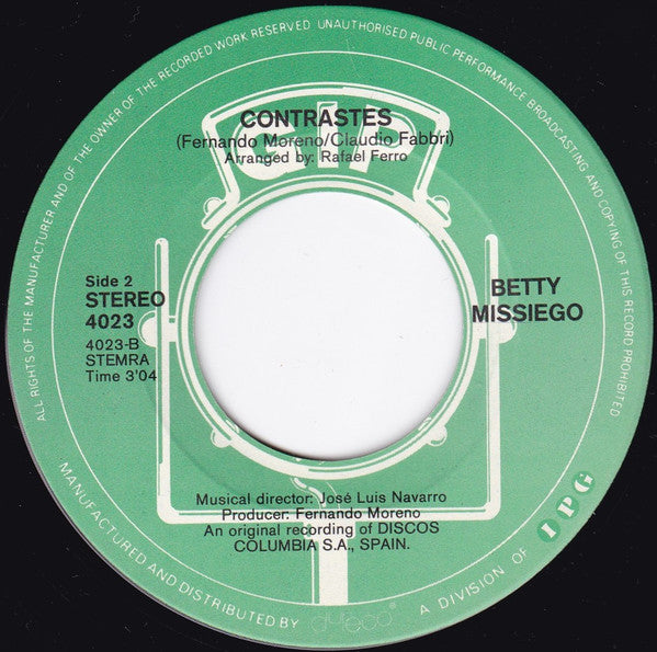 Betty Missiego : Su Canción (7", Single)