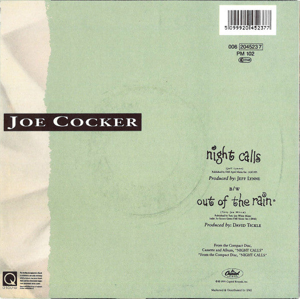 Joe Cocker : Night Calls (7", Single, Q S)