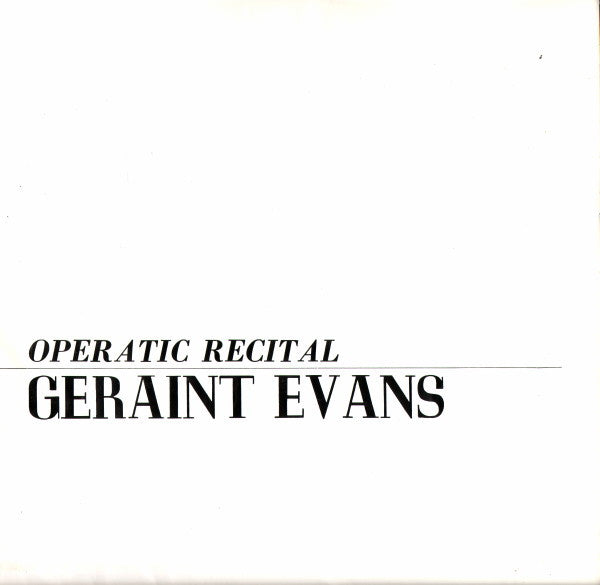 Geraint Evans with L'Orchestre De La Suisse Romande conducted by Bryan Balkwill : Operatic Recital (LP, Album)