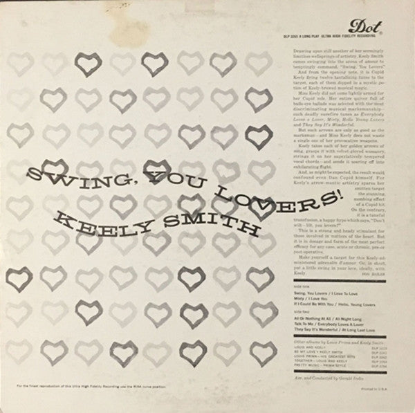 Keely Smith : Swing, You Lovers (LP, Album, Mono)