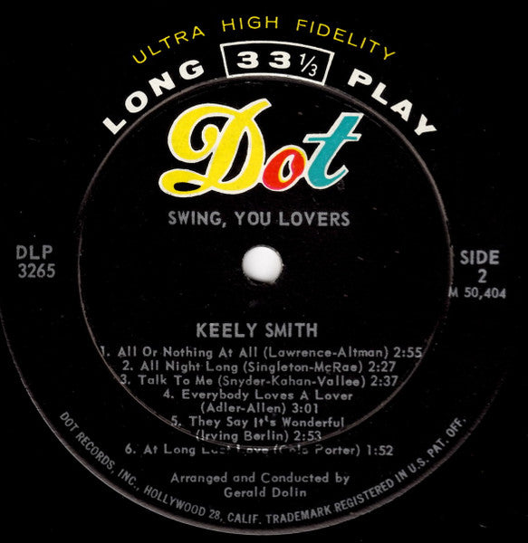 Keely Smith : Swing, You Lovers (LP, Album, Mono)