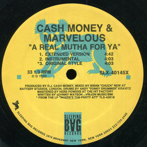 Cash Money & Marvelous : A Real Mutha For Ya / New Sheriff In Town (12")