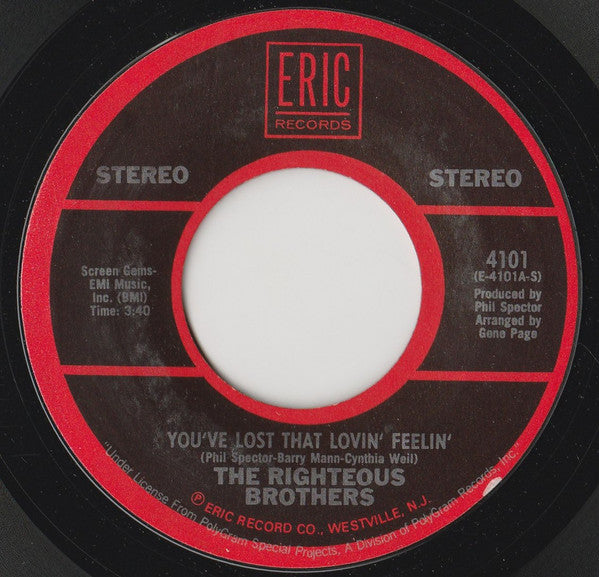 The Righteous Brothers : You've Lost That Lovin' Feelin' (7", Single, Styrene, Car)