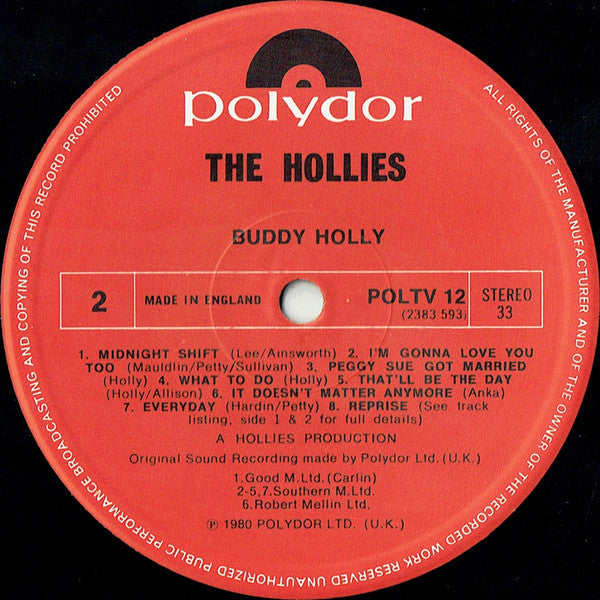The Hollies : Buddy Holly (LP, Album)