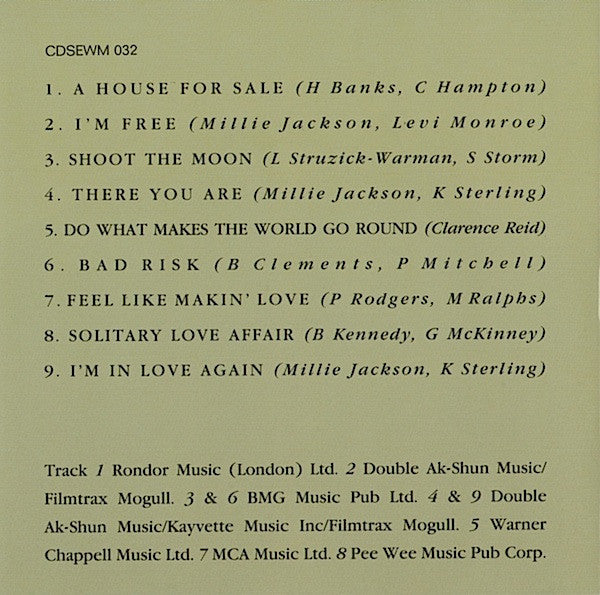 Millie Jackson : Free And In Love (CD, Album, RE, RM, RP)