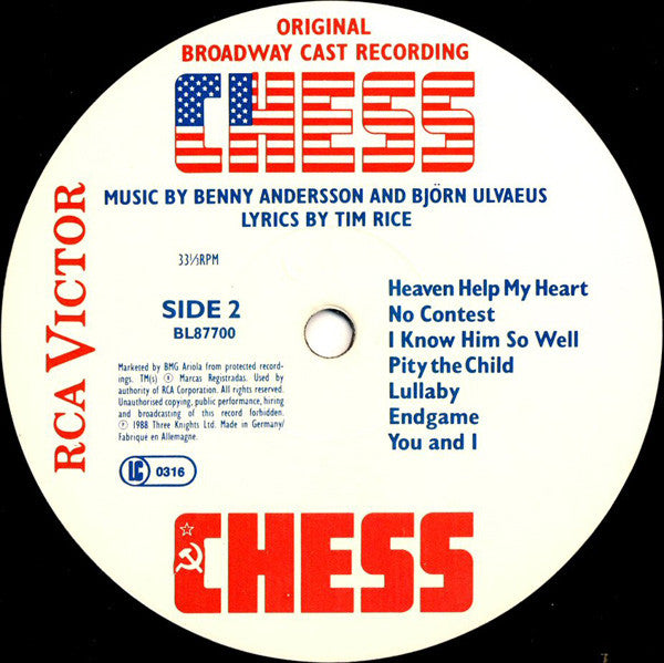 "Chess" Original Broadway Cast : Chess (Original Broadway Cast Recording) (LP, Album)