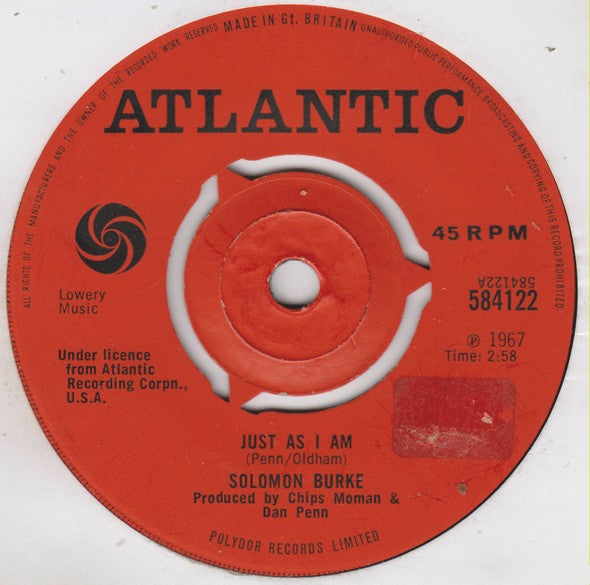 Solomon Burke : Just As I Am (7", Single)