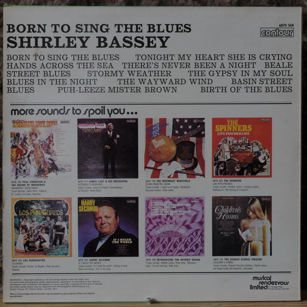 Shirley Bassey : Born To Sing The Blues (LP, Comp, RE)