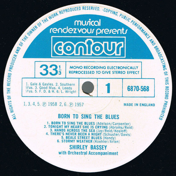 Shirley Bassey : Born To Sing The Blues (LP, Comp, RE)