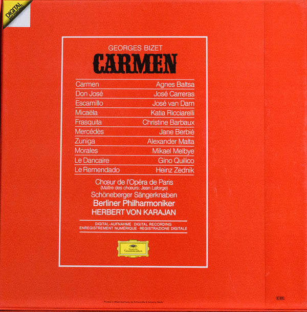 Georges Bizet - Agnes Baltsa · José Carreras · José van Dam · Katia Ricciarelli · Choeur National De L'Opéra De Paris · Berliner Philharmoniker · Herbert von Karajan : Carmen (3xLP, Album + Box)