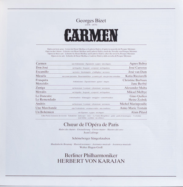 Georges Bizet - Agnes Baltsa · José Carreras · José van Dam · Katia Ricciarelli · Choeur National De L'Opéra De Paris · Berliner Philharmoniker · Herbert von Karajan : Carmen (3xLP, Album + Box)