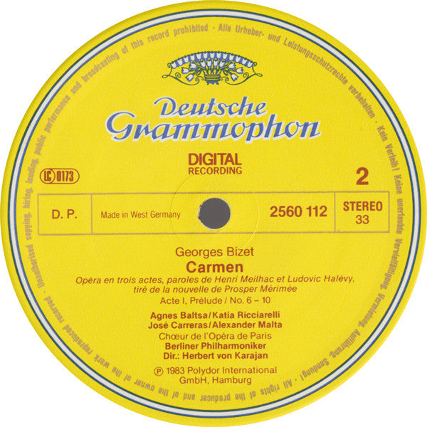 Georges Bizet - Agnes Baltsa · José Carreras · José van Dam · Katia Ricciarelli · Choeur National De L'Opéra De Paris · Berliner Philharmoniker · Herbert von Karajan : Carmen (3xLP, Album + Box)