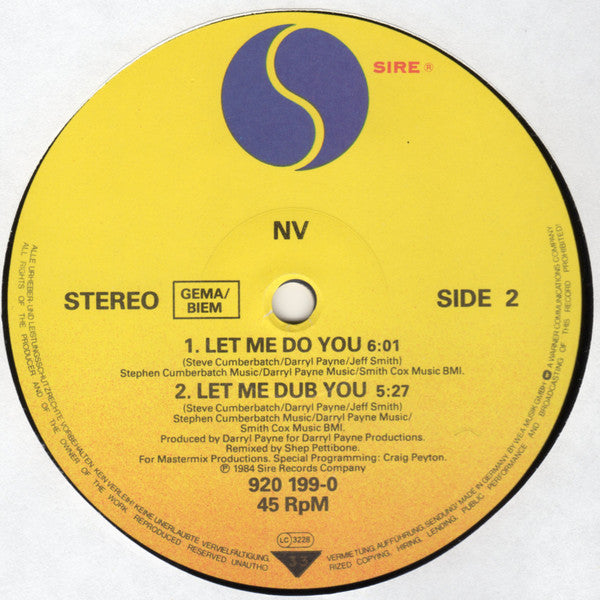 NV : Let Me Do You (12", Maxi)