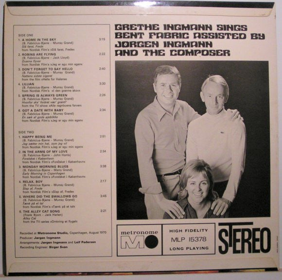 Grethe Ingmann Assisted By Jørgen Ingmann And Bent Fabricius-Bjerre : Grethe Ingmann Sings Bent Fabric (Assisted By Jørgen Ingmann And The Composer) (LP, Album)