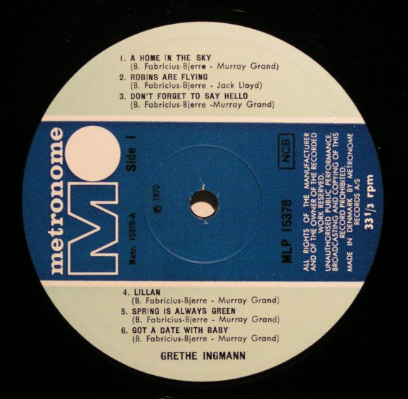 Grethe Ingmann Assisted By Jørgen Ingmann And Bent Fabricius-Bjerre : Grethe Ingmann Sings Bent Fabric (Assisted By Jørgen Ingmann And The Composer) (LP, Album)