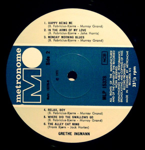 Grethe Ingmann Assisted By Jørgen Ingmann And Bent Fabricius-Bjerre : Grethe Ingmann Sings Bent Fabric (Assisted By Jørgen Ingmann And The Composer) (LP, Album)