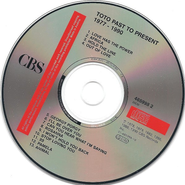 Toto : Past To Present 1977-1990 (CD, Comp, RP)